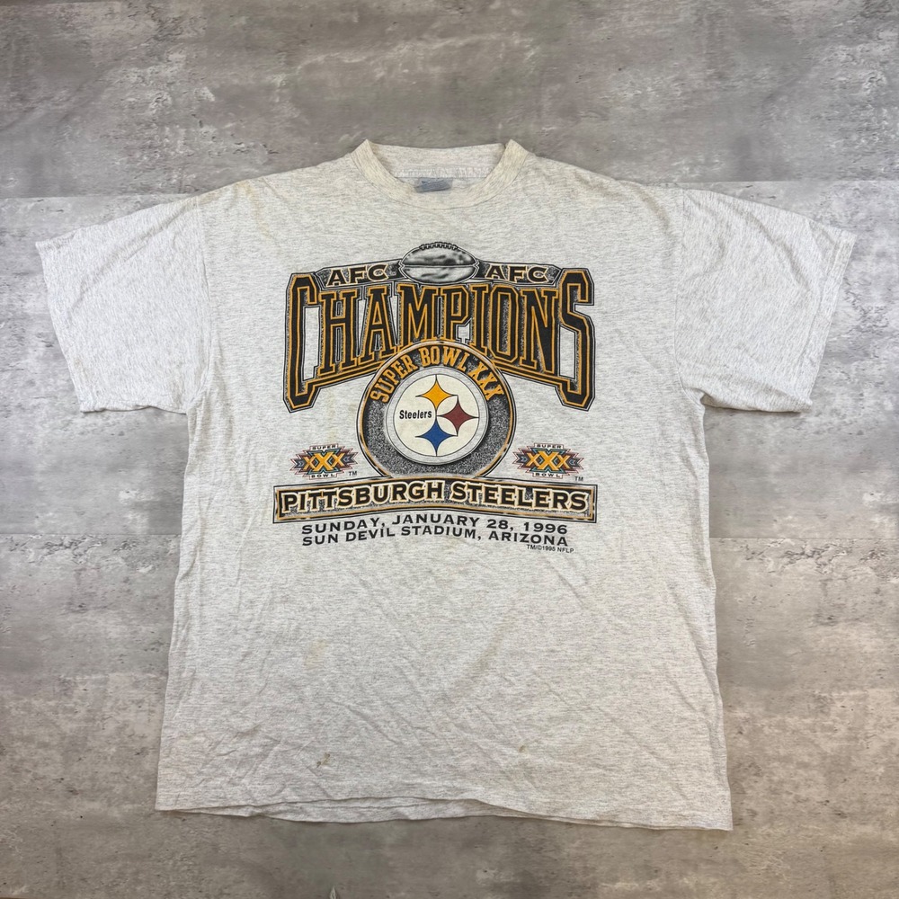 Vintage 1996 Pittsburgh Steelers AFC Champions Super Bowl XXX Tultex T-Shirt XL